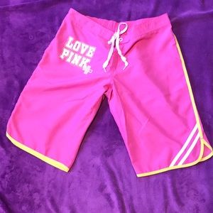 💕SALE!! Pink VS, pink and yellow long shorts.